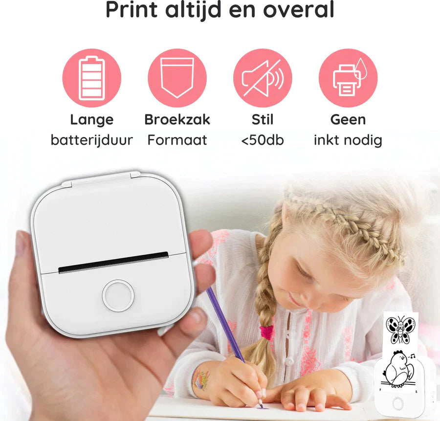 50% KORTING |  Mini Printer™ + gratis printpapier | De printer die nooit inkt nodig heeft!