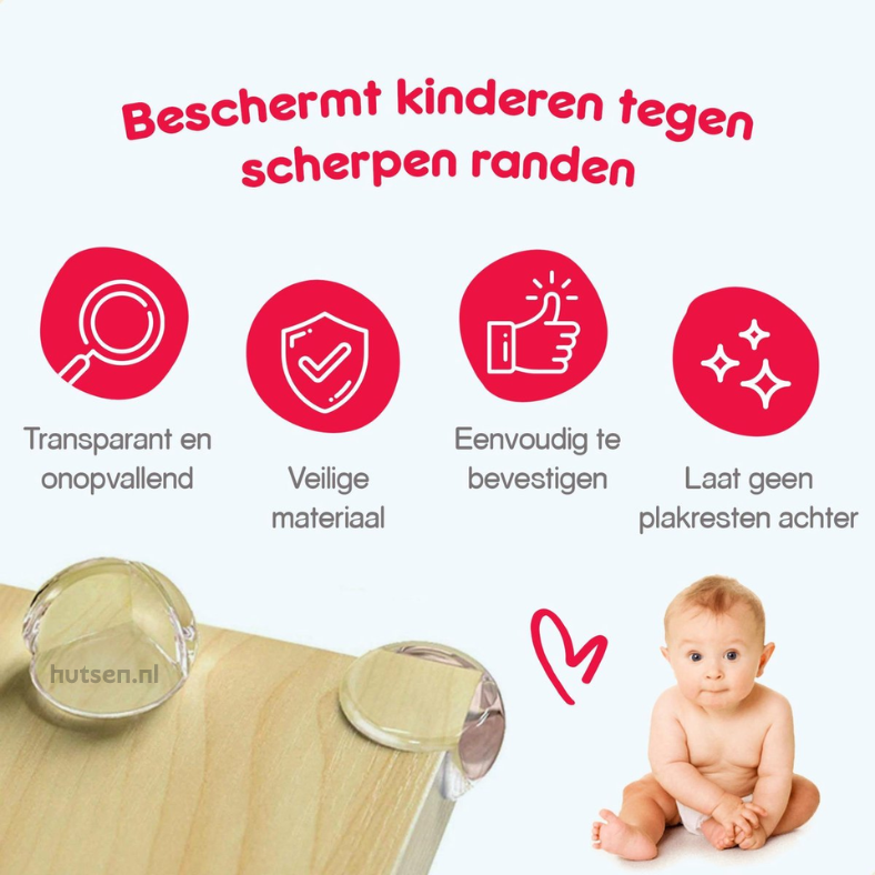 8 + 8 Gratis | Safetycore™ - Herbruikbare baby hoekbeschermers transparant