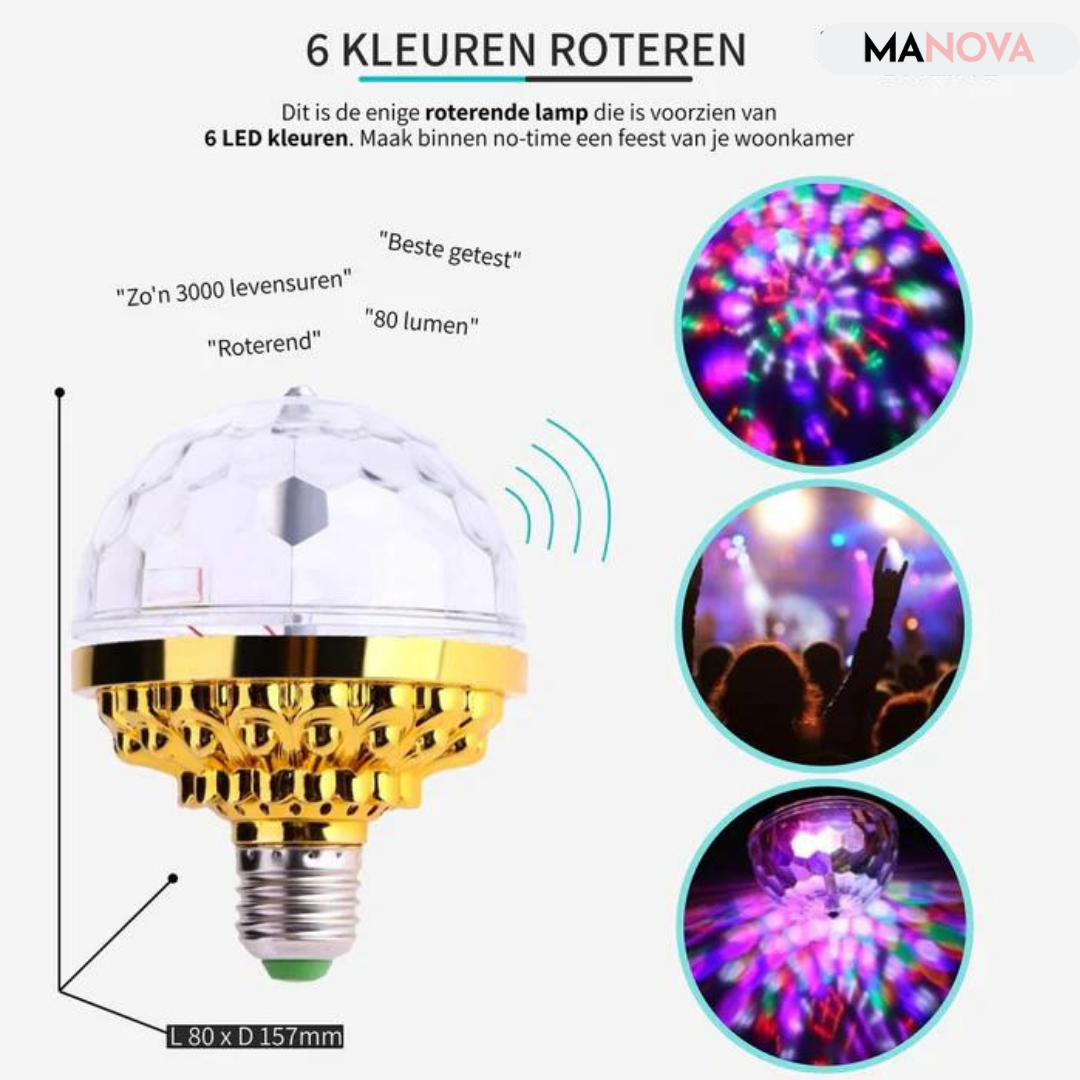 50% KORTING | BIZZIE™ - Kleurrijke 360º LED-Discolicht